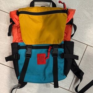 Topo Designs Yellow, Orange, and Blue Backpack